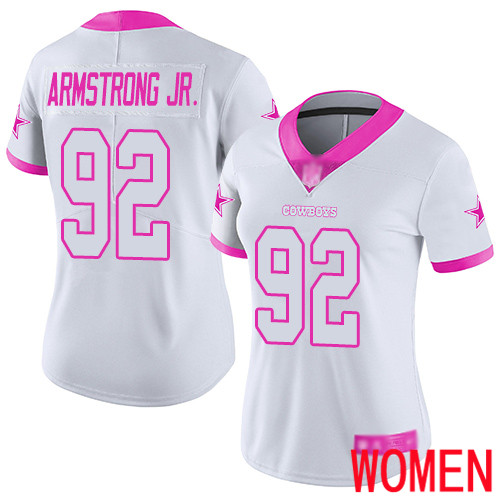 Women Dallas Cowboys Limited White Pink Dorance Armstrong Jr. #92 Rush Fashion NFL Jersey